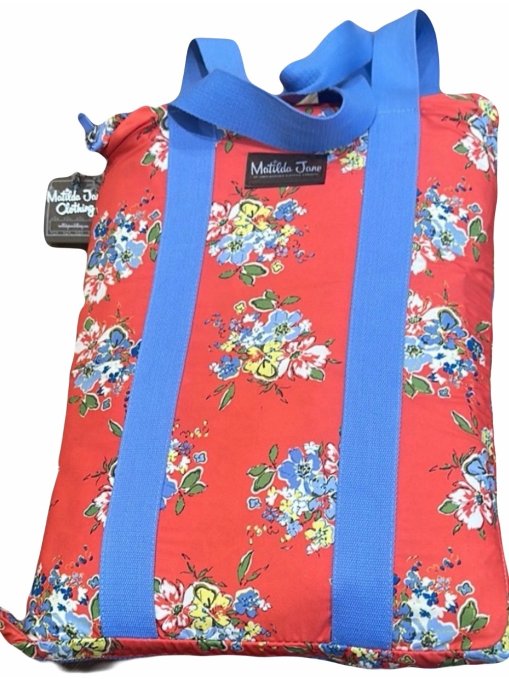 NWT NEW Matilda Jane Red Floral Tote Bag zip-up Beach Blanket Towel XL Large